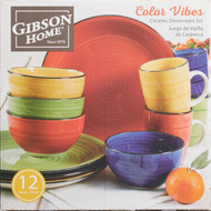 Gibson Home Color Vibes Assorted Color Stoneware Dinnerware Set (12-Piece)