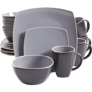 Gibson Home Soho Lounge Square Gray Stoneware Dinnerware Set (16-Piece)