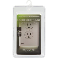 SnapPower GuideLight 2 PLUS 1-Gang Duplex Outlet Wall Plate  White