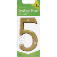 Hy-Ko 4 In. Brushed Brass Number 5