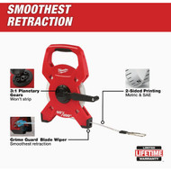 Milwaukee 200 Ft. SAE & Metric Fiberglass Open Reel Tape