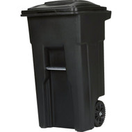 Toter 32 Gal. Black Outdoor Trash Can With Attached Lid and Wheels