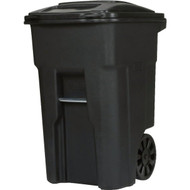 Toter 48 Gal. Black Outdoor Trash Can With Attached Lid and Wheels