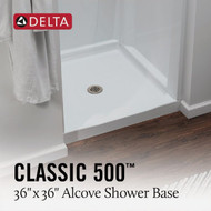 Delta Classic 500 36 In. x 36 In. Center Drain Shower Pan  White