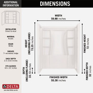 Delta Classic 500 60 In. x 73.25 In. x 32 In. Alcove Shower Wall  White (3-Piece)