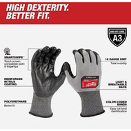 Milwaukee Large Cut Level 3 High Dexterity Polyurethane Dipped Gloves