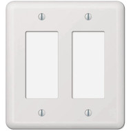 Amerelle Devon 2-Gang Stamped Steel Rocker Decorator Wall Plate  White