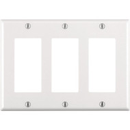 Leviton Decora 3-Gang Antimicrobial Treated Outlet Wall Plate  White