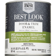 Best Look Alkyd/Oil Base Semi-Gloss Door & Trim Enamel Interior Wall Paint  White-Pastel Base  1 Qt.