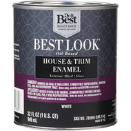 Best Look Oil-Based Alkyd Gloss Exterior House & Trim Enamel Paint  White  1 Qt.