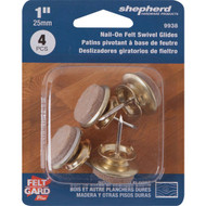 Shepherd Hardware 1 In. Round Nail-On Felt Swivel Furniture Glide  (4-Pack)