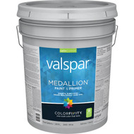 Valspar Medallion 100% Acrylic Paint & Primer Satin Interior Wall Paint  White  5 Gal.