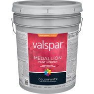 Valspar Medallion 100% Acrylic Paint & Primer Semi-Gloss Exterior House Paint  White  5 Gal.