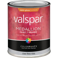Valspar Medallion 100% Acrylic Paint & Primer Semi-Gloss Exterior House Paint  Clear Base  1 Qt.