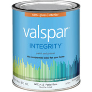 Valspar Integrity Latex Paint And Primer Semi-Gloss Interior Wall Paint  Pastel Base  1 Qt.