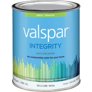 Valspar Integrity Latex Paint And Primer Satin Interior Wall Paint  White  1 Qt.