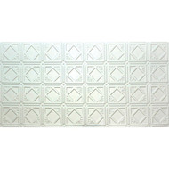 Dimensions 2 Ft. x 4 Ft. White 6 In. Diamond Pattern Tin Look Nonsuspended Ceiling Tile & Backsplash