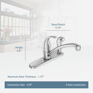 Moen Adler Single Handle Lever Kitchen Faucet with Deck Plate Spray  Chrome