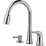 Delta Kate 1-Handle Lever Pull-Down Kitchen Faucet with Soap Dispenser  Chrome