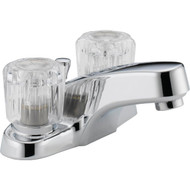 Peerless Choice Chrome 2-Handle Knob 4 In. Centerset Bathroom Faucet with Pop-Up