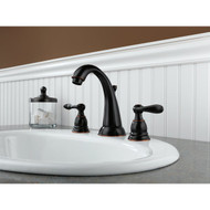 Delta Windmere Oil-Rubbed Bronze 2-Handle Lever 6 In. to 16 In. Widespread Bathroom Faucet with Pop-Up