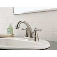Delta Windmere Brushed Nickel 2-Handle Lever 4 In. Centerset Bathroom Faucet with Pop-Up