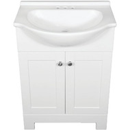 Continental Cabinets European White 24 In. W x 33-1/2 In. H x 12-1/2 In. D Vanity with White Cultured Marble Top