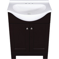 Continental Cabinets European Espresso 24 In. W x 33-1/2 In. H x 12-1/2 In. D Vanity with White Cultured Marble Top