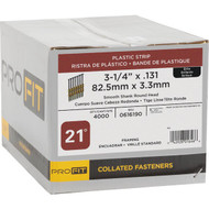 Pro-Fit 3-1/4 In. x 0.131 In. 21 Degree Plastic Strip Round Head Smooth Shank Brite Framing Stick Nails (4000 Ct.)