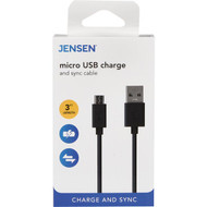Jensen 3 Ft. Black Micro USB Charging & Sync Cable