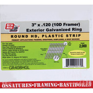 Grip-Rite 21 Degree Plastic Strip Hot-Dipped Galvanized Full Round Head Framing Stick Nail  3 In. x .120 In. (2000 Ct.)