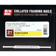 Grip-Rite 21 Degree Plastic Strip Bright Full Round Head Framing Stick Nail  2-3/8 In. x .113 In. (2500 Ct.)