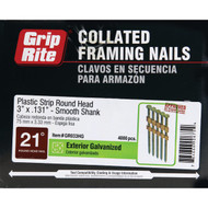 Grip-Rite 21 Degree Plastic Strip Hot-Dipped Galvanized Full Round Head Framing Stick Nail  3 In. x .131 In. (4000 Ct.)