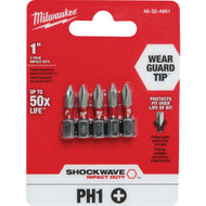 Milwaukee SHOCKWAVE #1 Phillips 1 In. Insert Impact Screwdriver Bit (5-Pack)