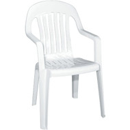 Adams White Resin High Back Stackable Chair