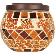 Outdoor Expressions 3.5 In. H. x 3.5 In. Dia. Autumn Harvest Tile Tabletop Solar Patio Light