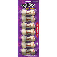 Dingo Meat Jerky Knotted Bone 2.5 In. Rawhide Chew  (7-Pack)