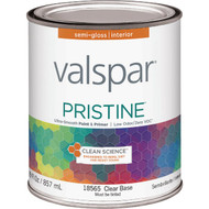 Valspar Pristine 100% Acrylic Paint & Primer Semi-Gloss Interior Wall Paint  Clear Base  1 Qt.