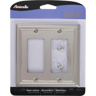 Amerelle Chelsea 2-Gang Stamped Steel Rocker Decorator Wall Plate  Brushed Nickel