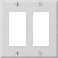 Amerelle PRO 2-Gang Stamped Steel Rocker Decorator Wall Plate  White Wrinkle