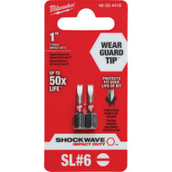 Milwaukee SHOCKWAVE #6 Slotted 1 In. Insert Impact Screwdriver Bit (2-Pack)