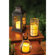 Paradise 12 In. H. x 5.31 In. Dia. Black Metal LED Lantern Patio Light