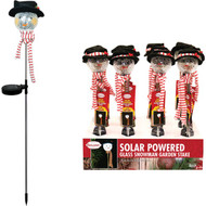 Solaris 33 In. LED Solar Snowman Holiday Garden Stake