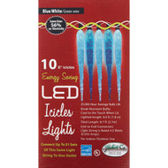 J Hofert Blue 10-Bulb 6 In. LED Icicle Light Set with White Wire
