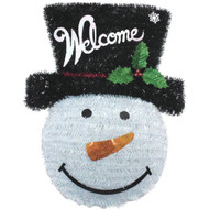 Youngcraft 18 In. White  Black  & Red Snowman Tinsel Wreath