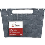 Home Impressions 10 In. W. x 6.75 In. H. x 14 In. L. Woven Storage Basket with Handles  Gray