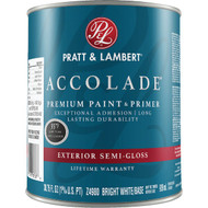 Pratt & Lambert Accolade 100% Acrylic Paint & Primer Semi-Gloss Exterior House Paint  Bright White Base  1 Qt.