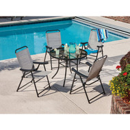 Outdoor Expressions Galveston Gray Sling Folding Chair