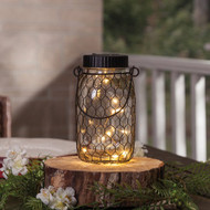 Gerson Everlasting Glow 6.9 In. H. x 2.75 In. Dia. Black Top Mason Jar LED Solar Lantern