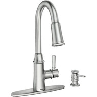 Moen Caris 1-Handle Lever Kitchen Faucet with Soap Dispenser  Spot Resist Stainless Steel
